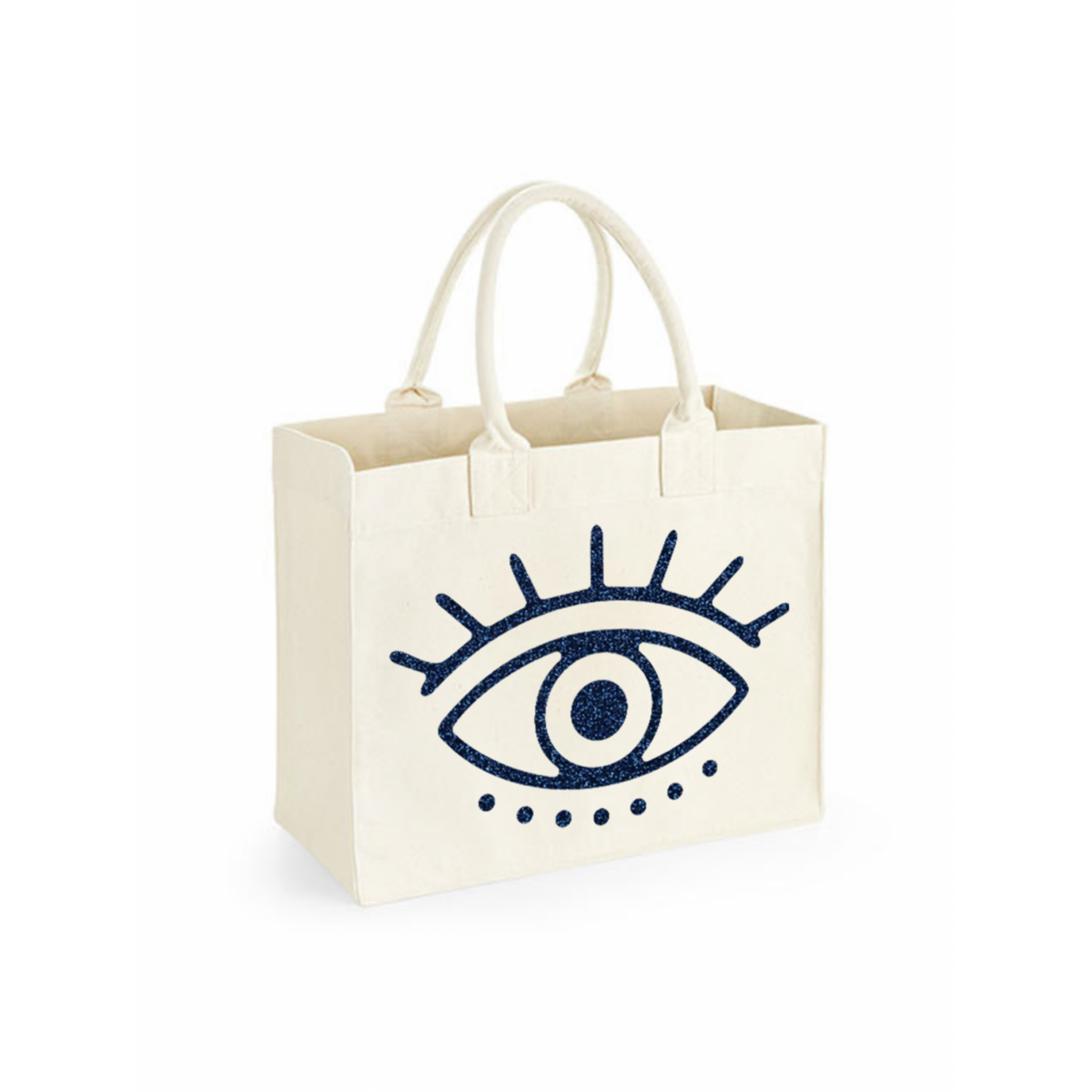 Tasche Natural Square Eye Dunkelblauer Glitzer