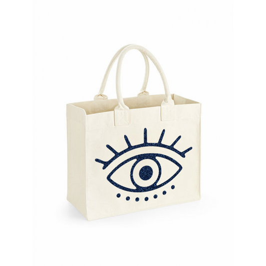 Tasche Natural Square Eye Dunkelblauer Glitzer