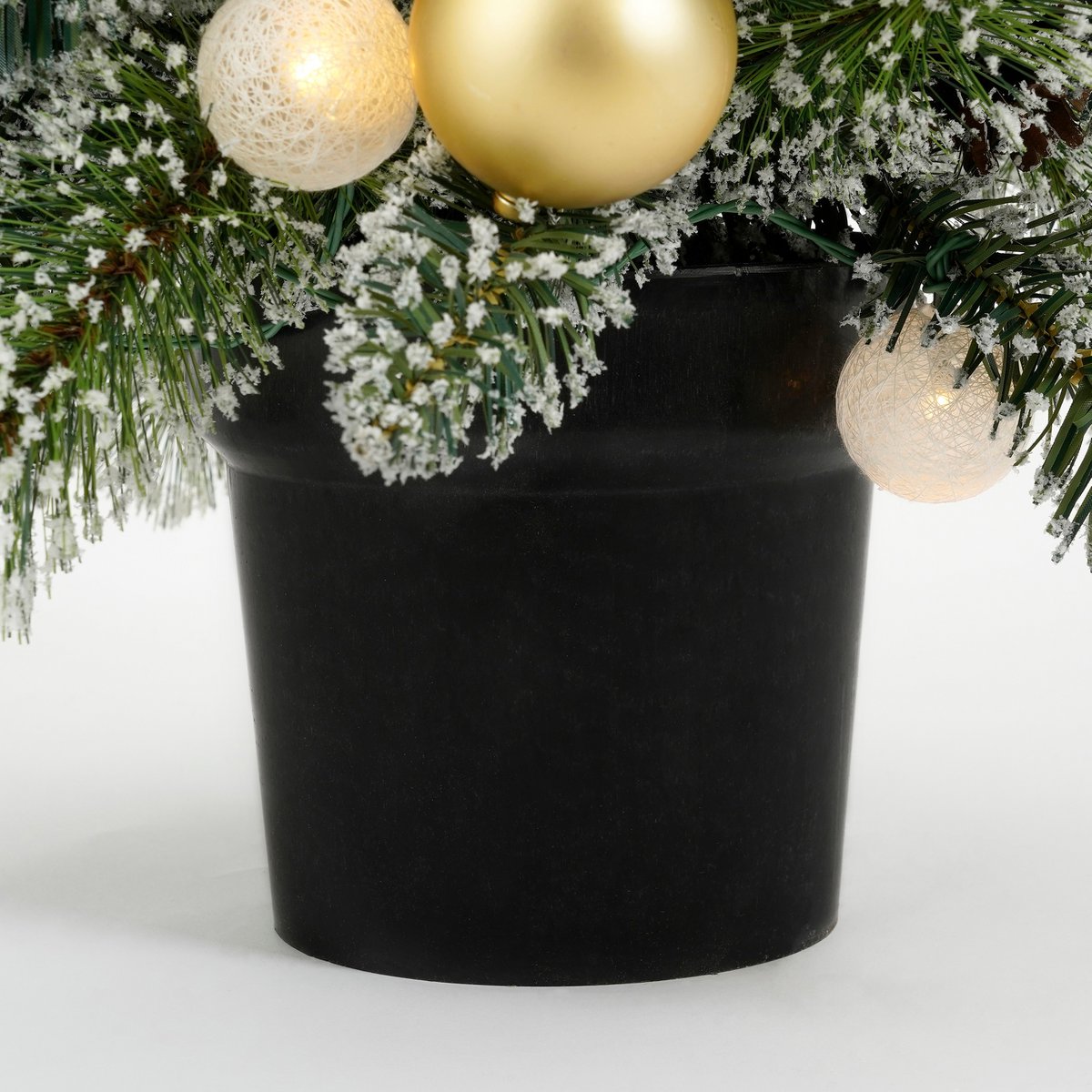 Kaprun Weihnachtsbaum im Topf mit LED -Beleuchtung und Timerfunktion - H90 x Ø51 cm - Grün, Gold
