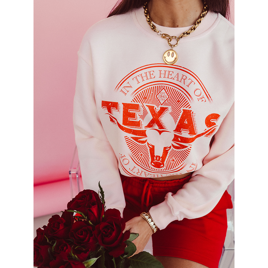 Limitierter Pullover Boxy im Herzen von Texas Red