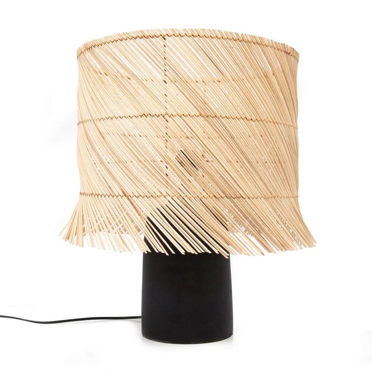 Die Rattan Tischlampe - Black Natural