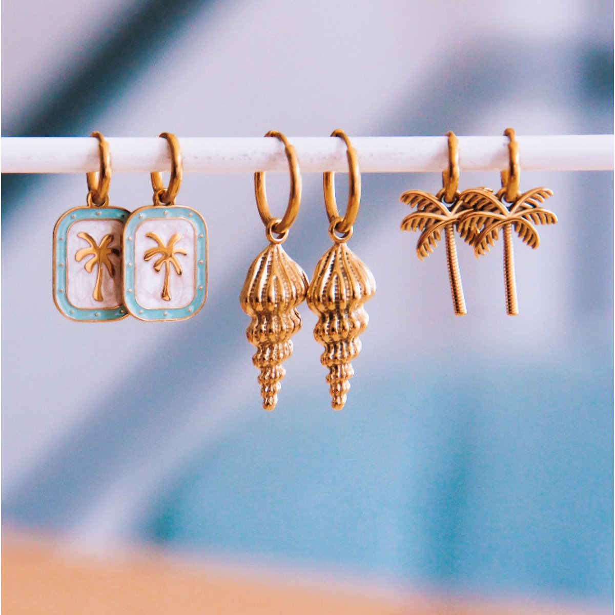 Ohrringe aus Edelstahl mit Palme mit Palme Damen Mode Accessoire Schmuck Edelstahl