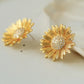 Moderne Vintage Sunflower Love Ohrstecker – Gold und Silber