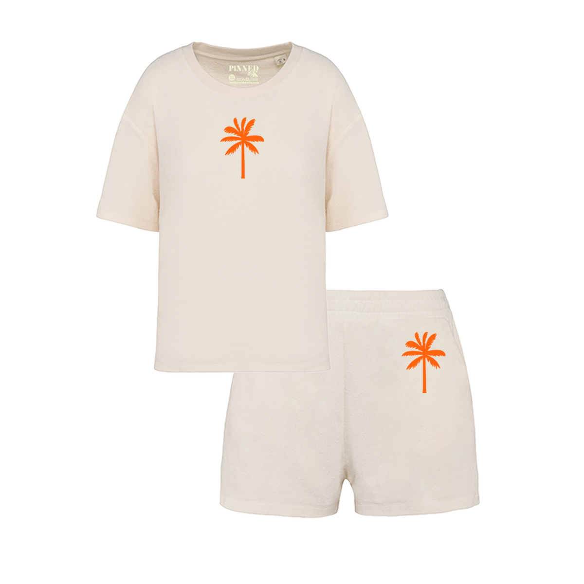 Set Frottee Palmtree Neon Orange Samt | HINWEIS: Lieferzeit 5-6 Werktage