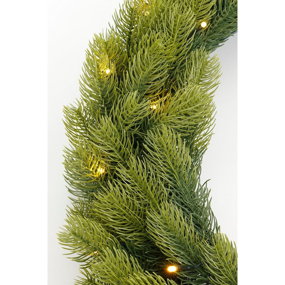 Nagoya Weihnachtskranz mit LED -Beleuchtung - H12 x Ø60 cm - Grün Deko Weihnachten