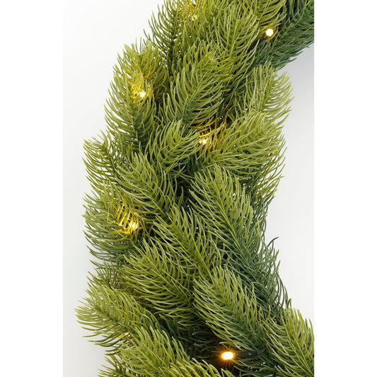 Nagoya Weihnachtskranz mit LED -Beleuchtung - H12 x Ø60 cm - Grün Deko Weihnachten
