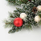 Kaprun Weihnachtskranz Stern mit warmweißer LED-Beleuchtung – Ø60 cm – Grün gefrostet, Rot