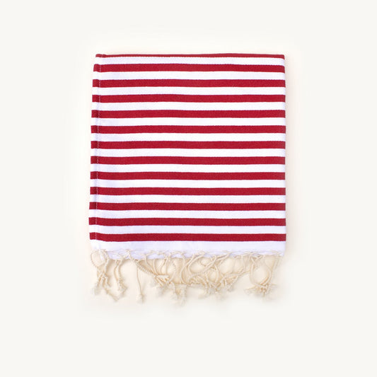 Striped Hand/Baby Towel Red - 45 x 100 cm