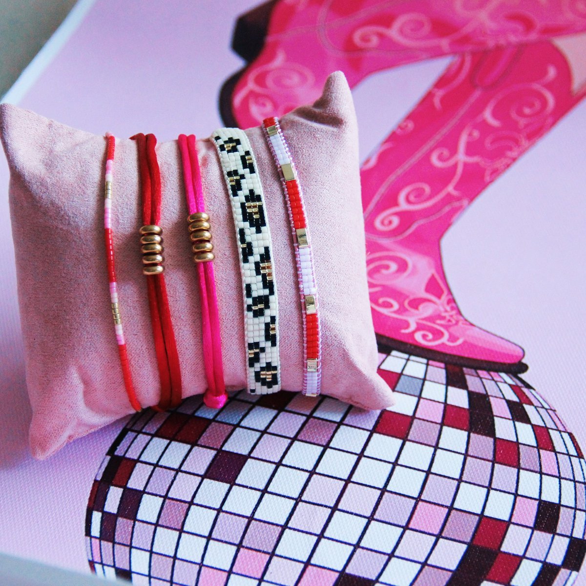 Miyuki-Armband - rot/rosa