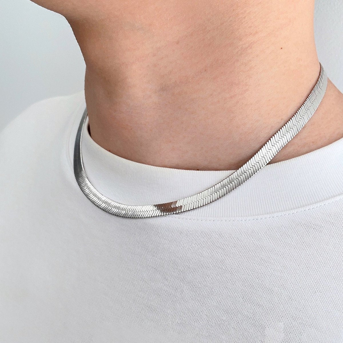 Unisex Herringbone chain - 7mm width - Gold Vermeil and Sterling silver