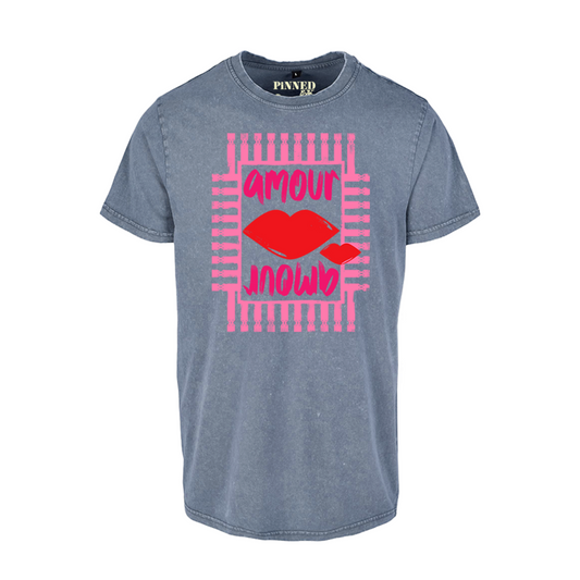 Gewaschenes T-Shirt Amour Amour Pink