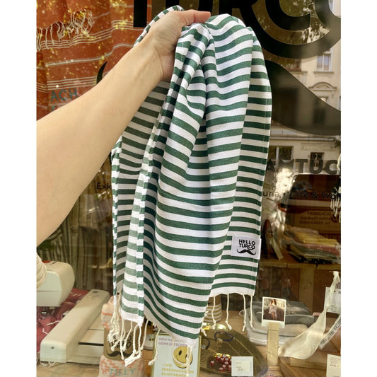 Striped Hand/Baby Towel Forest Green - 45 x 100