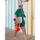 Set Frottee Palme Neon Pink Samt | HINWEIS: Lieferzeit 5-6 Werktage